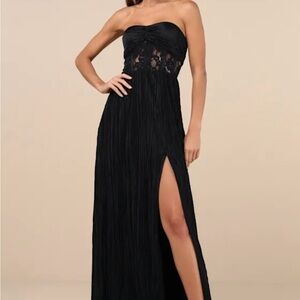 Lulu's Elegant Black Strapless Dress